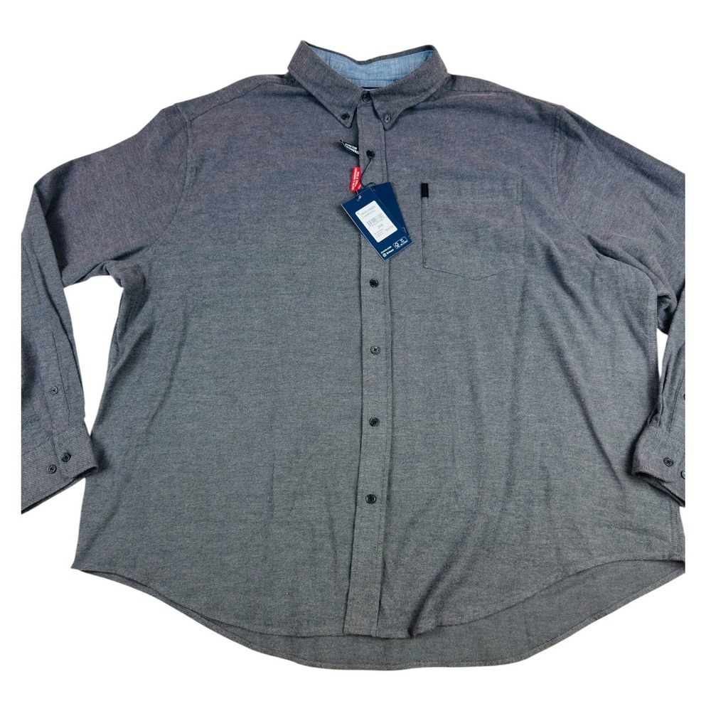 Chaps Mens 2XB Charcoal Grey Stretch Button Down Shirt Big & Tall NEW - Picture 2 of 13
